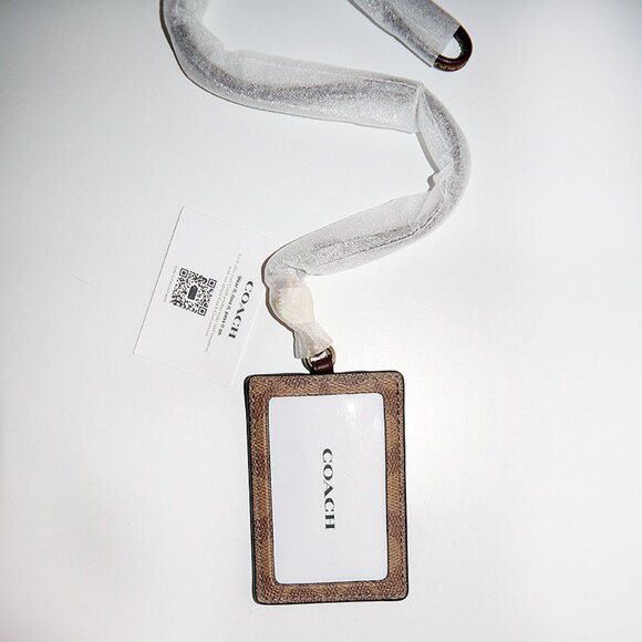 COACH ID Lanyard In Signature Canvas Tan Saddle - Picture 9 of 12